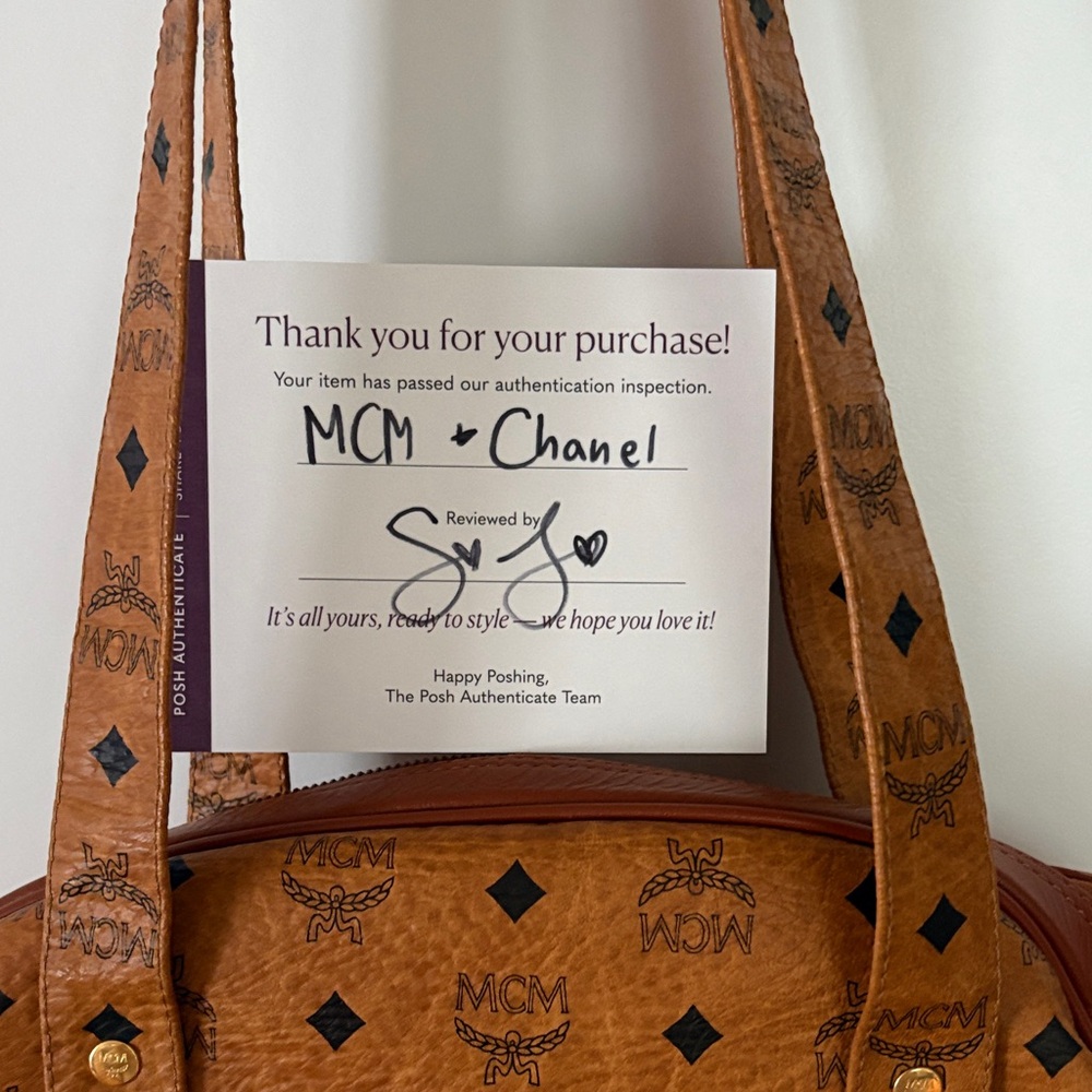 MCM Vintage Cognac Visetos Monogram Large Dome Tote - Picture 14 of 14